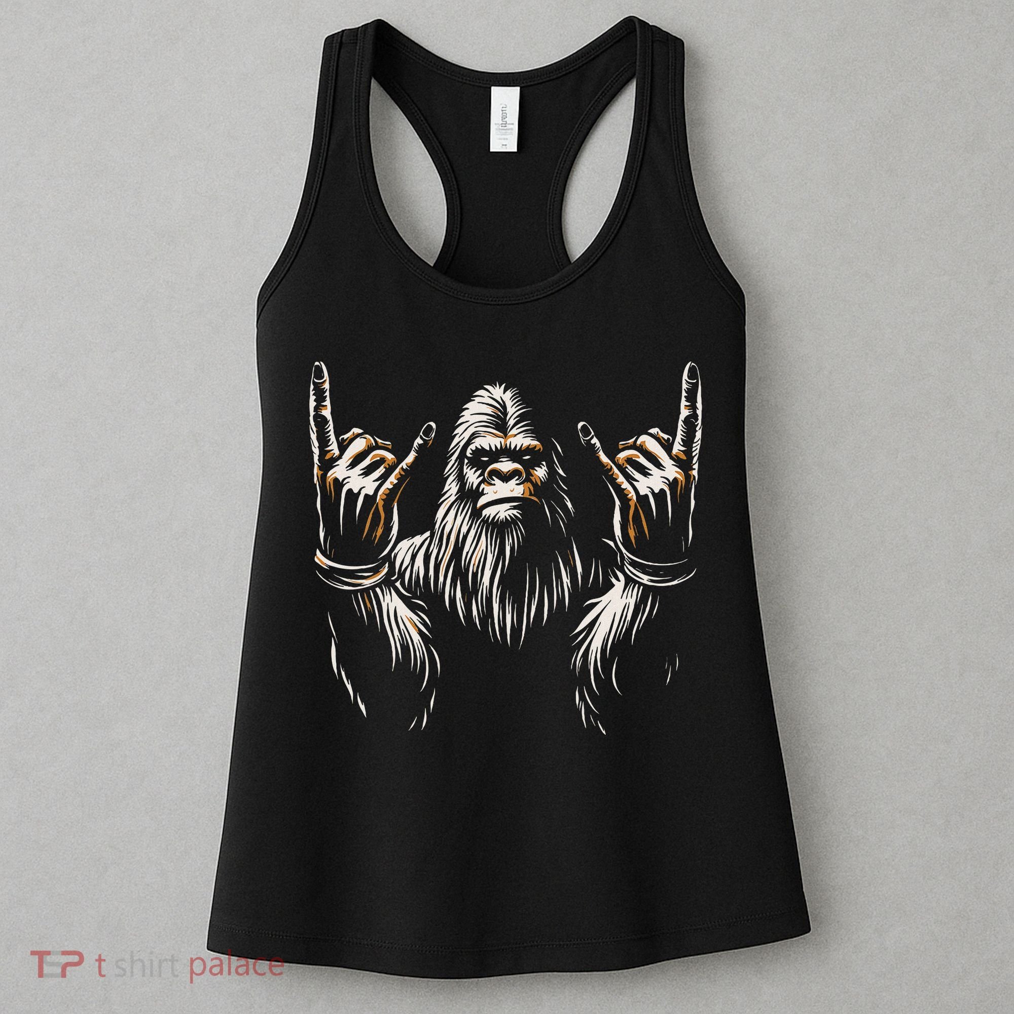 Bigfoot Rock On Sasquatch Rock And Roll Funny Rocker Women's Tank Top