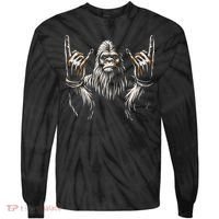 Bigfoot Rock On Sasquatch Rock And Roll Funny Rocker Tie-Dye Long Sleeve Shirt thumb 0