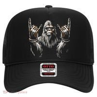 Bigfoot Rock On Sasquatch Rock And Roll Funny Rocker Hat thumb 0