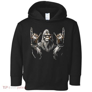 Bigfoot Rock On Sasquatch Rock And Roll Funny Rocker Toddler Hoodie