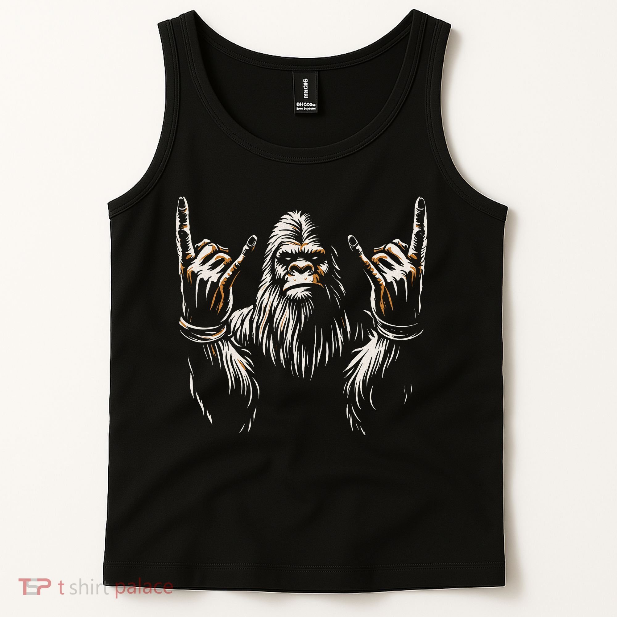 Bigfoot Rock On Sasquatch Rock And Roll Funny Rocker Tank Top