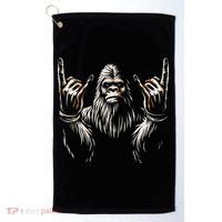 Bigfoot Rock On Sasquatch Rock And Roll Funny Rocker Golf Towel thumb 0