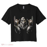 Bigfoot Rock On Sasquatch Rock And Roll Funny Rocker Women's Crop Top Tee thumb 0
