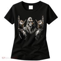 Bigfoot Rock On Sasquatch Rock And Roll Funny Rocker Women's T-Shirt thumb 0