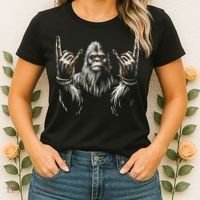 Bigfoot Rock On Sasquatch Rock And Roll Funny Rocker Women's T-Shirt thumb 2
