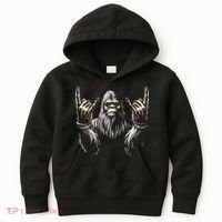 Bigfoot Rock On Sasquatch Rock And Roll Funny Rocker Kids Hoodie thumb 0