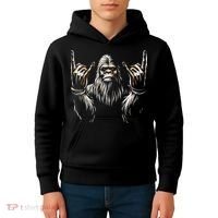 Bigfoot Rock On Sasquatch Rock And Roll Funny Rocker Kids Hoodie thumb 4