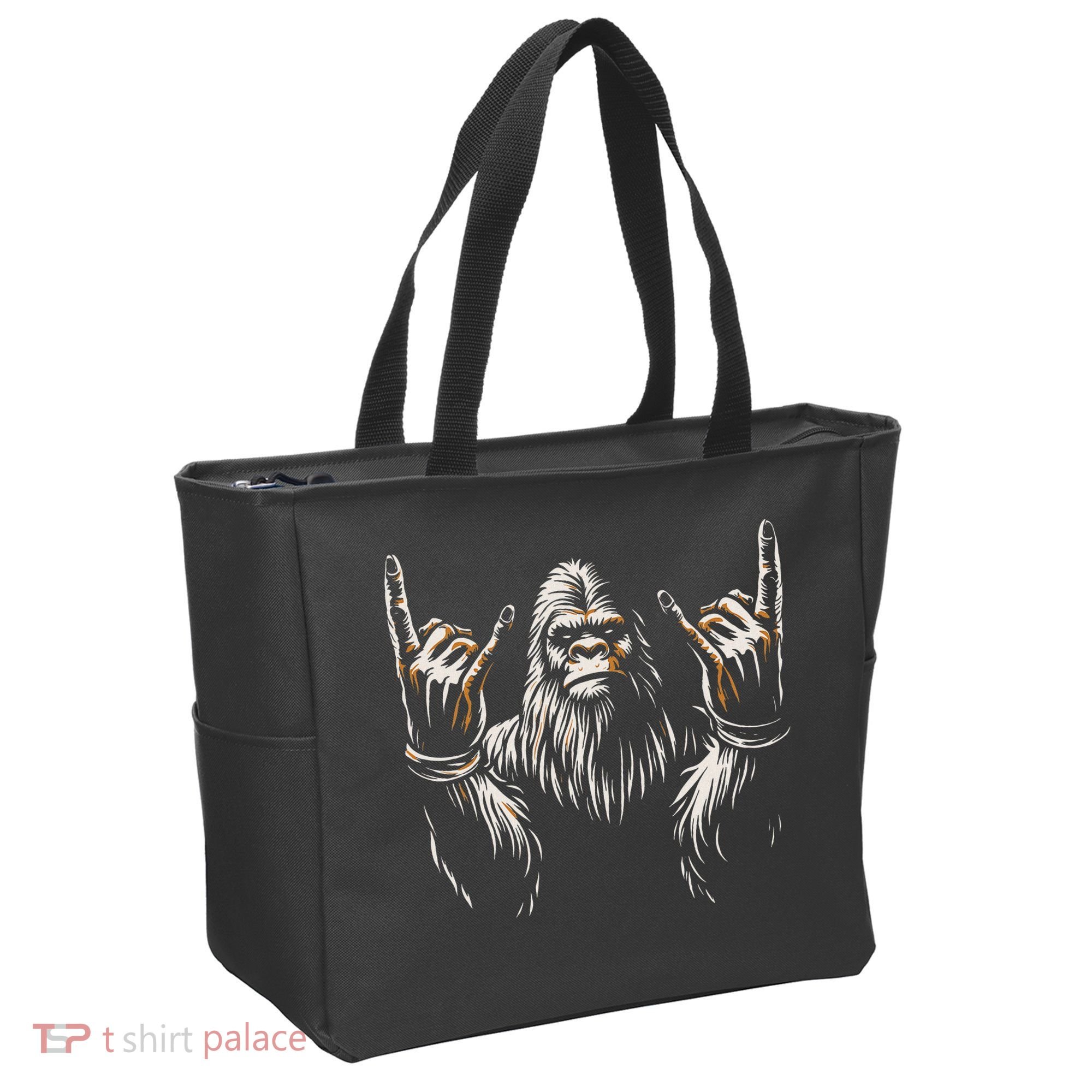 Bigfoot Rock On Sasquatch Rock And Roll Funny Rocker Tote Bag