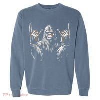 Bigfoot Rock On Sasquatch Rock And Roll Funny Rocker Garment-Dyed Sweatshirt thumb 0