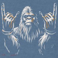 Bigfoot Rock On Sasquatch Rock And Roll Funny Rocker Garment-Dyed Sweatshirt thumb 2