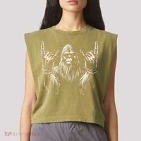 Bigfoot Rock On Sasquatch Rock And Roll Funny Rocker Garment-Dyed Women's Muscle Tee thumb 2