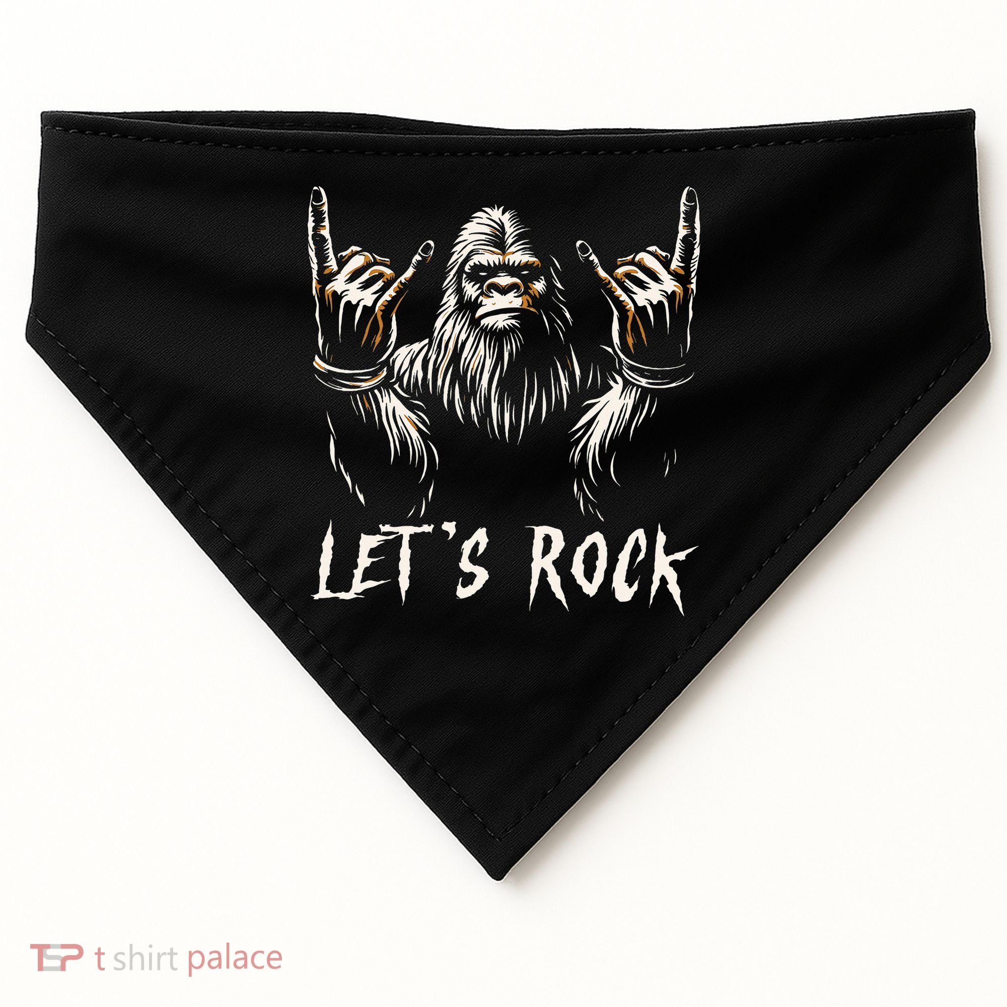 Bigfoot Rock On Funny Sasquatch Rock And Roll LetS Rock USA-Made Doggie Bandana