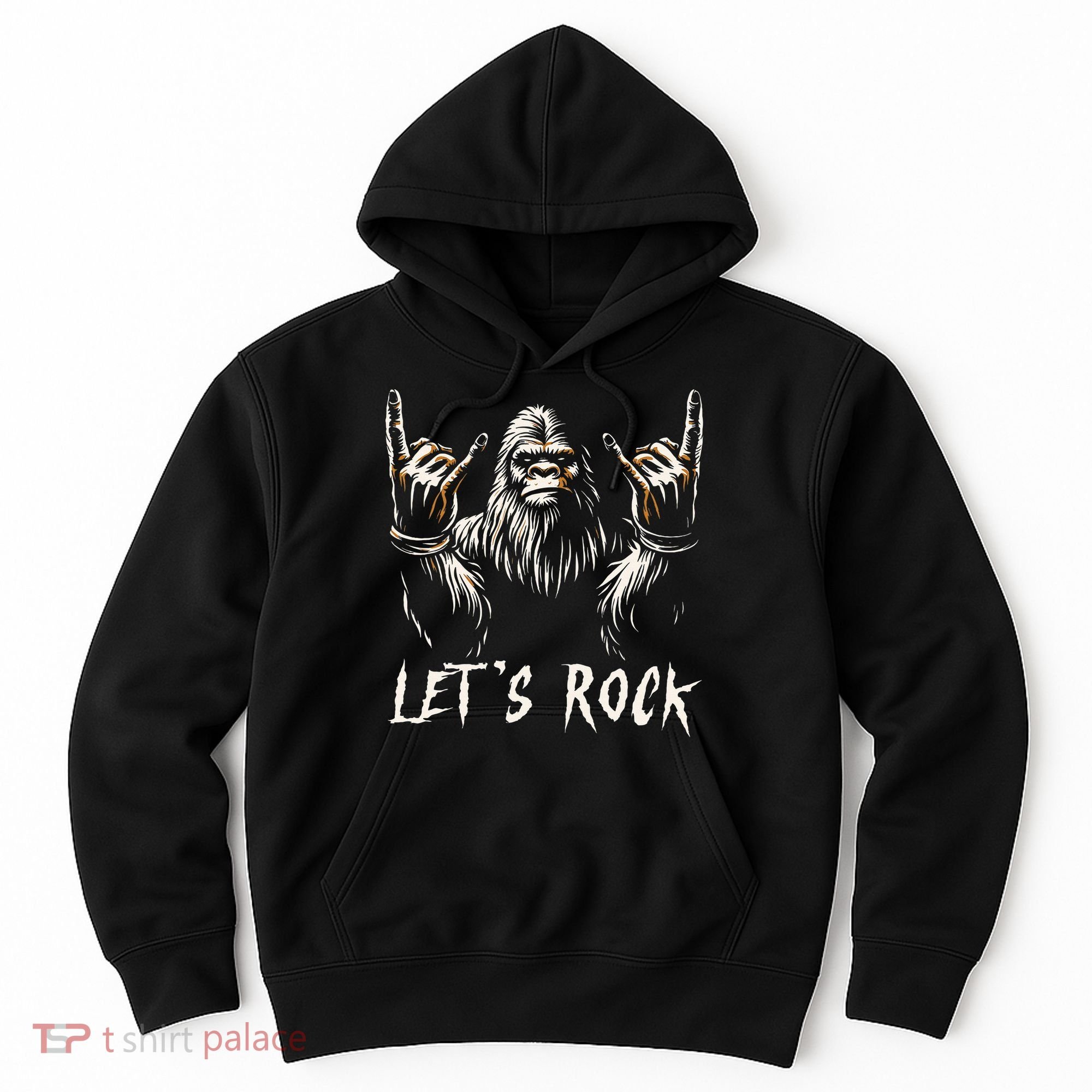 Bigfoot Rock On Funny Sasquatch Rock And Roll LetS Rock Hoodie