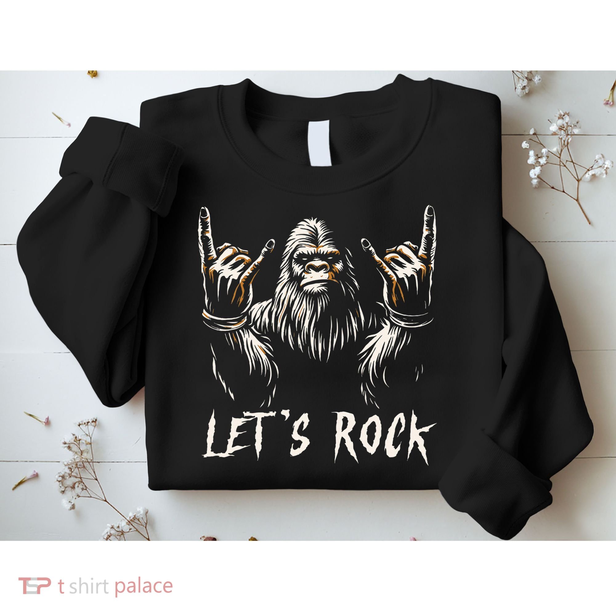 Bigfoot Rock On Funny Sasquatch Rock And Roll LetS Rock Sweatshirt