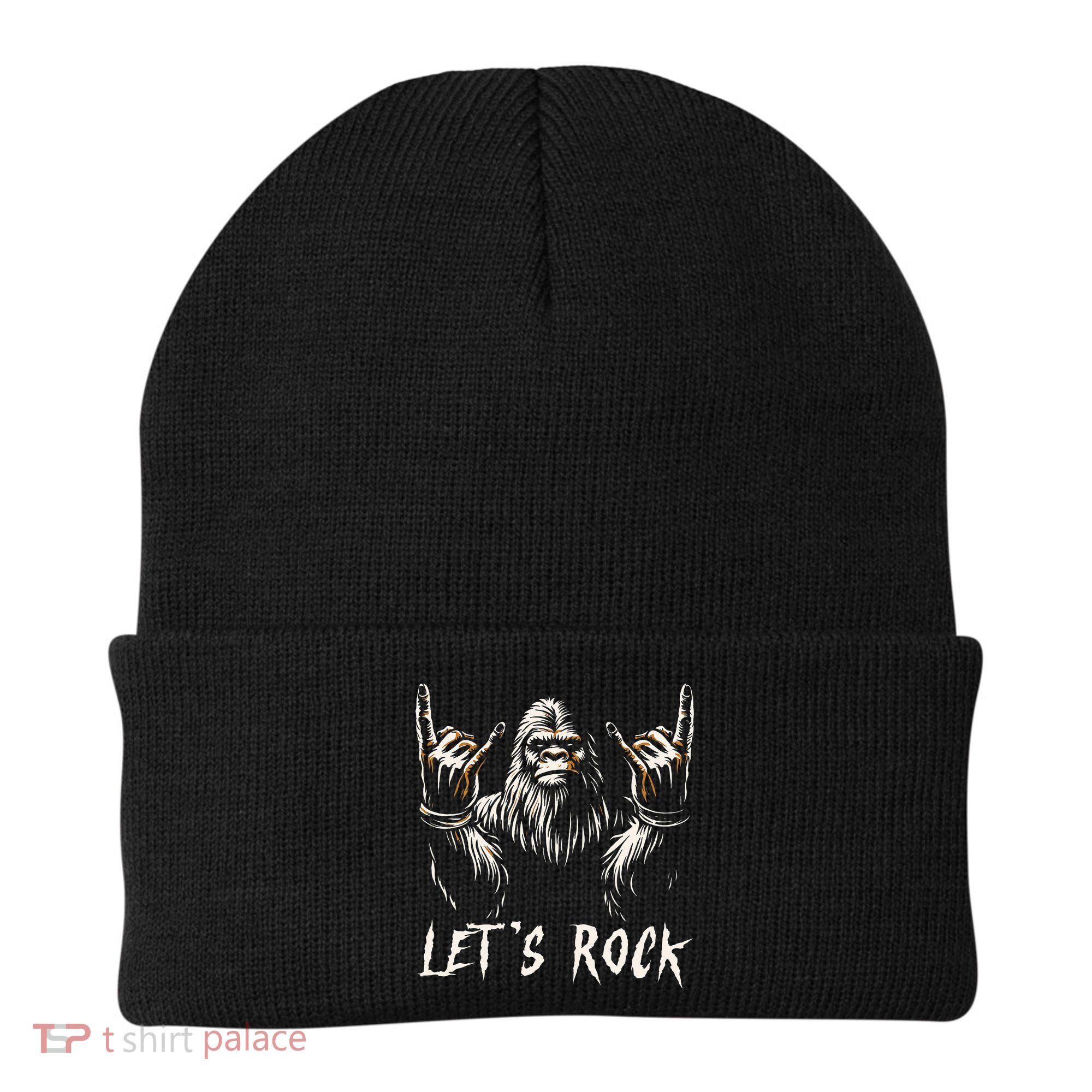 Bigfoot Rock On Funny Sasquatch Rock And Roll LetS Rock Beanie