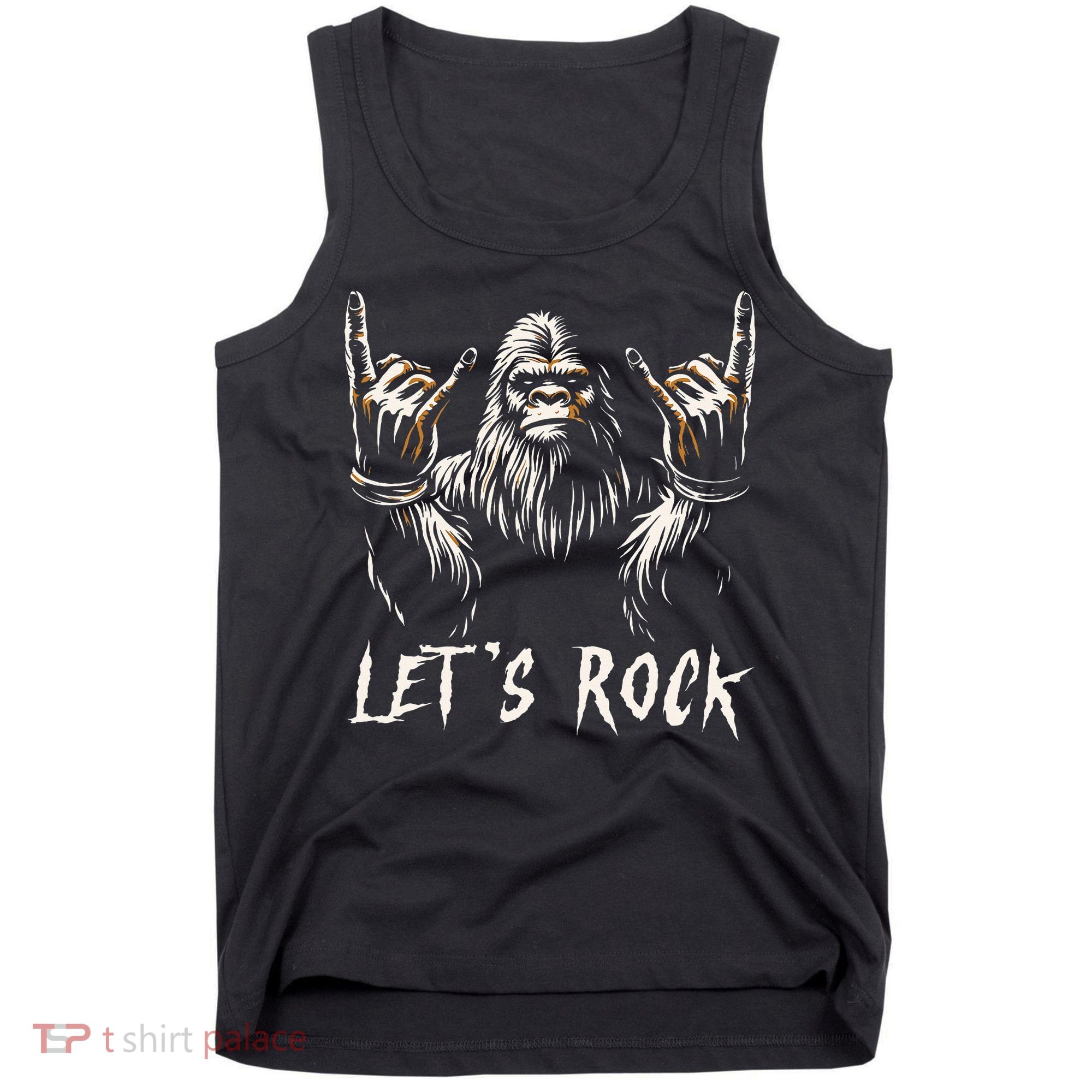 Bigfoot Rock On Funny Sasquatch Rock And Roll LetS Rock Tank Top