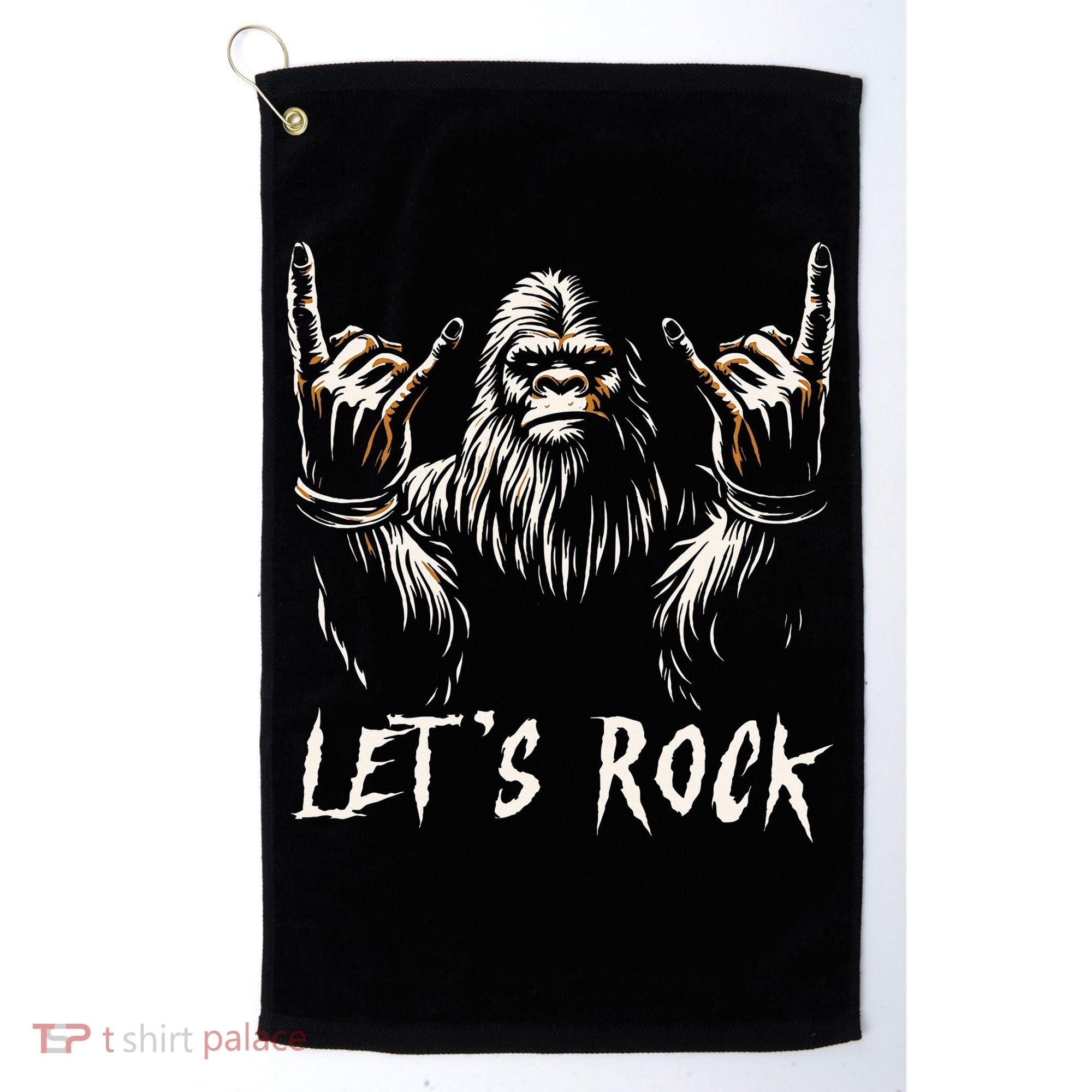Bigfoot Rock On Funny Sasquatch Rock And Roll LetS Rock Golf Towel