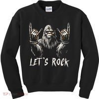 Bigfoot Rock On Funny Sasquatch Rock And Roll LetS Rock Kids Sweatshirt thumb 0
