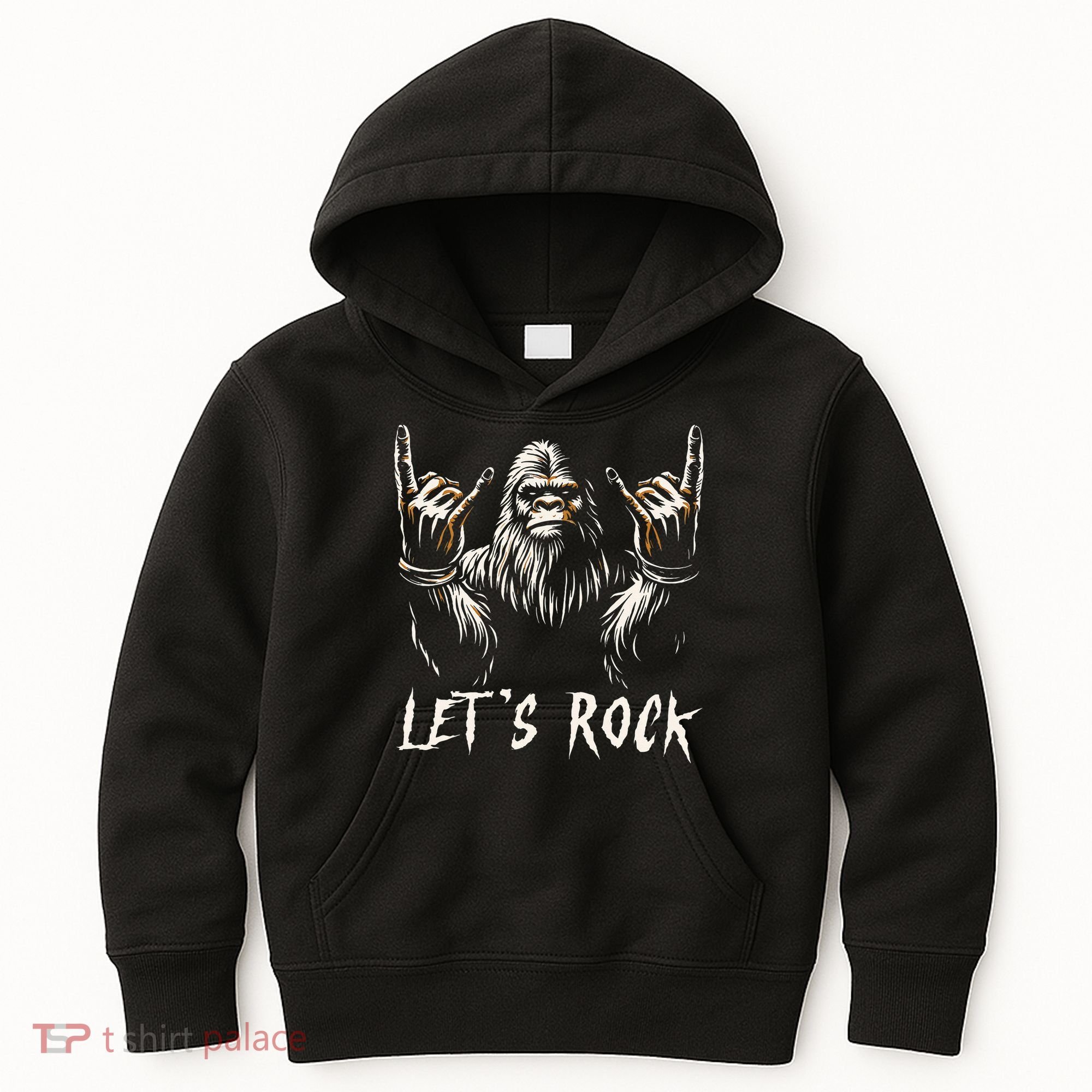 Bigfoot Rock On Funny Sasquatch Rock And Roll LetS Rock Kids Hoodie