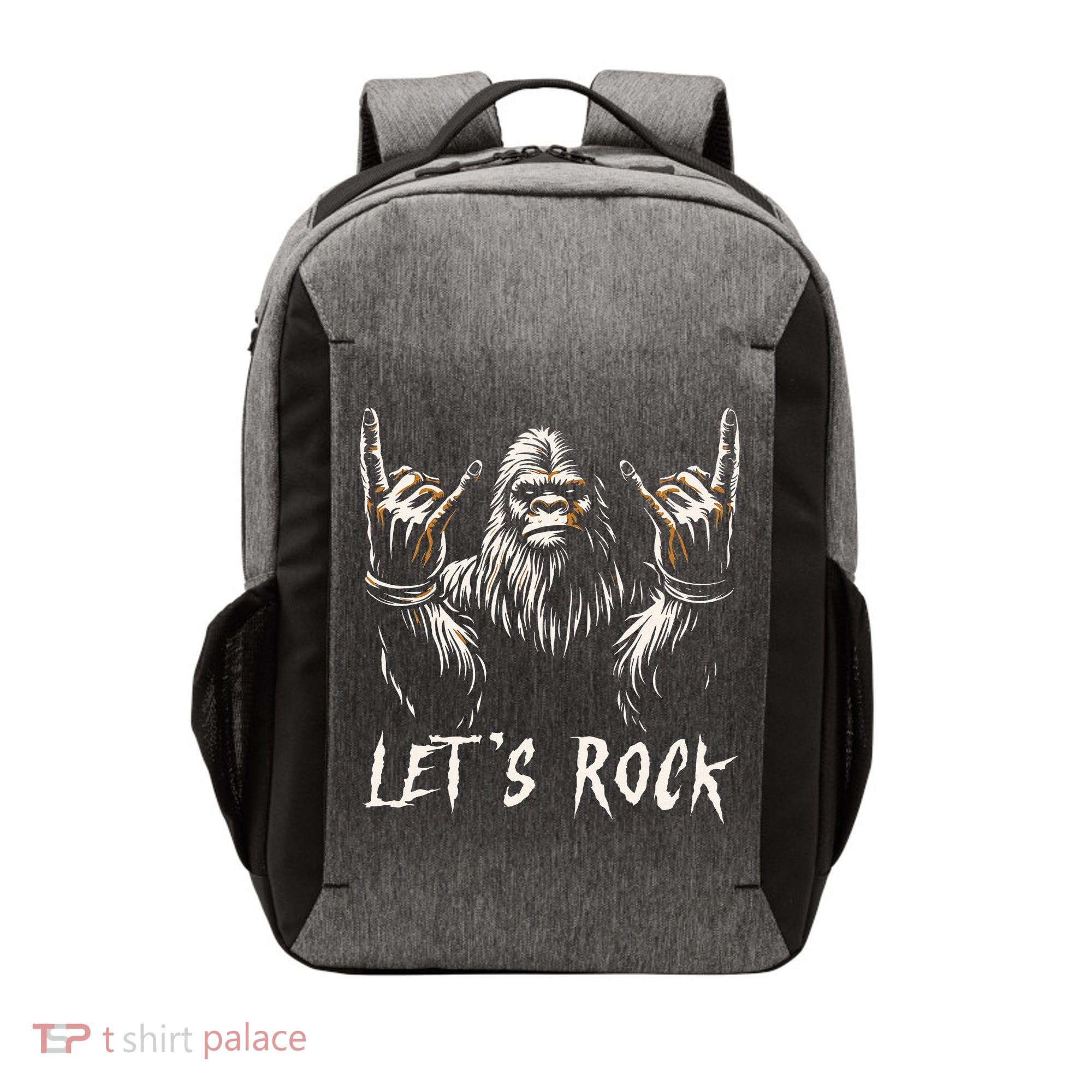 Bigfoot Rock On Funny Sasquatch Rock And Roll LetS Rock Vector Backpack
