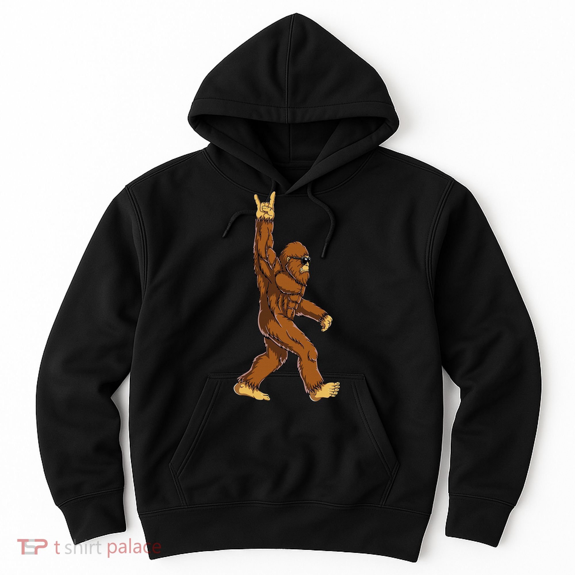 Bigfoot Rock On Sasquatch Rock And Roll Funny Hoodie