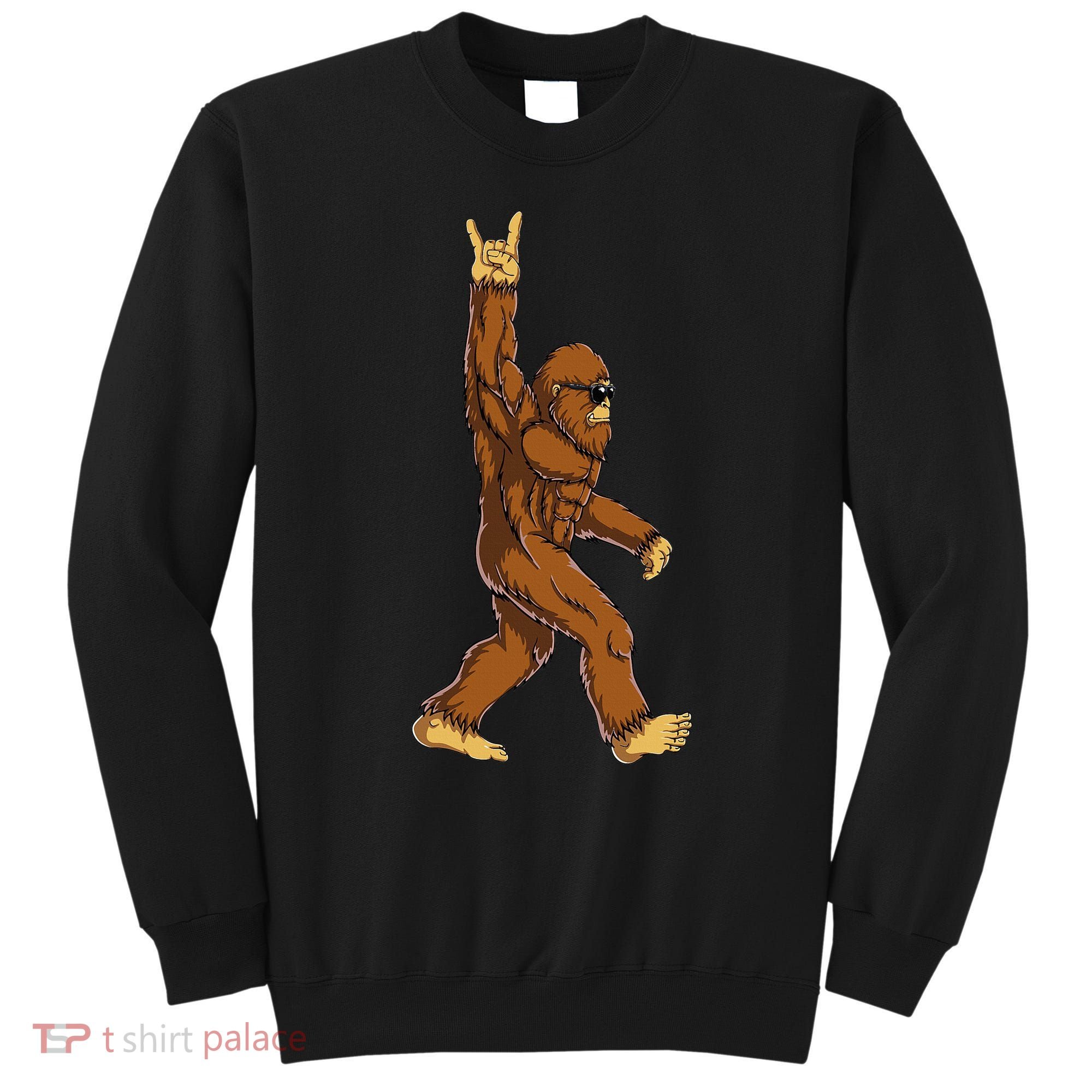 Bigfoot Rock On Sasquatch Rock And Roll Funny Sweatshirt