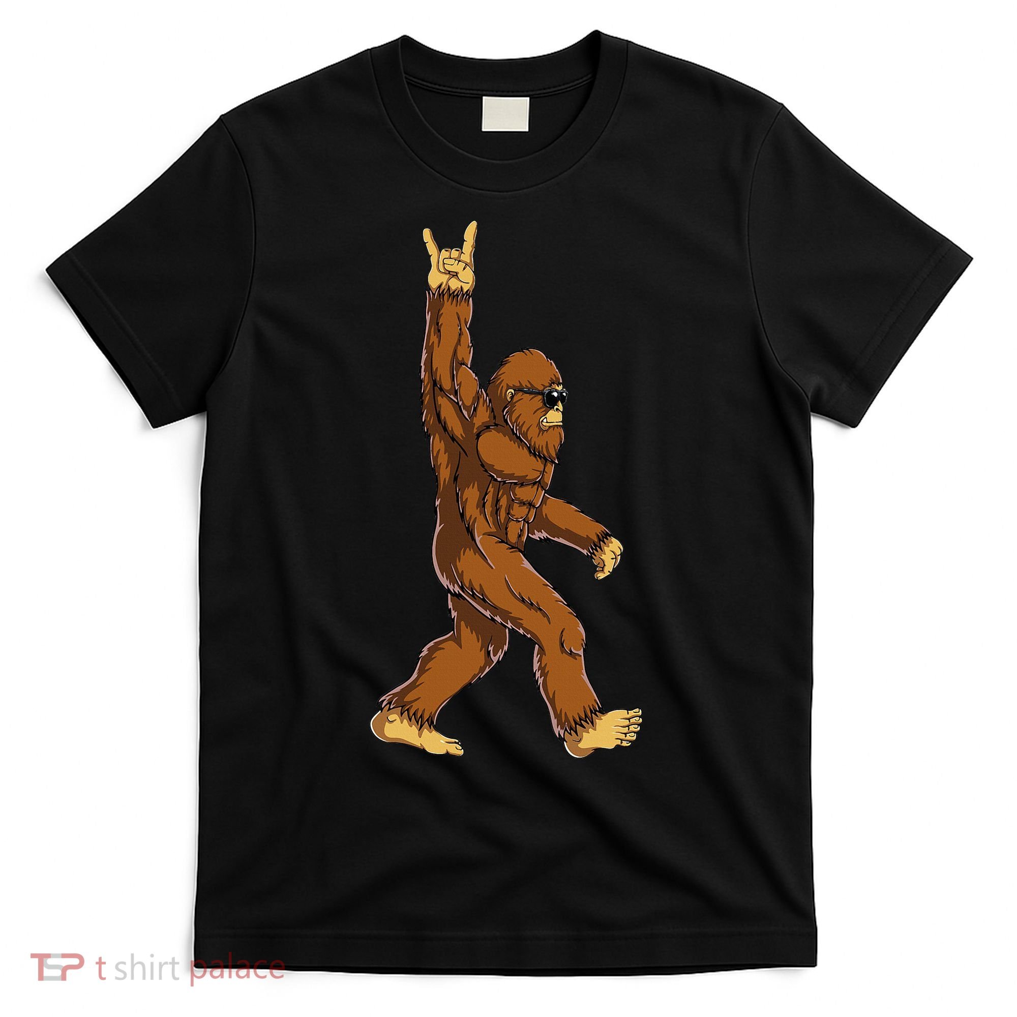 Bigfoot Rock On Sasquatch Rock And Roll Funny T-Shirt