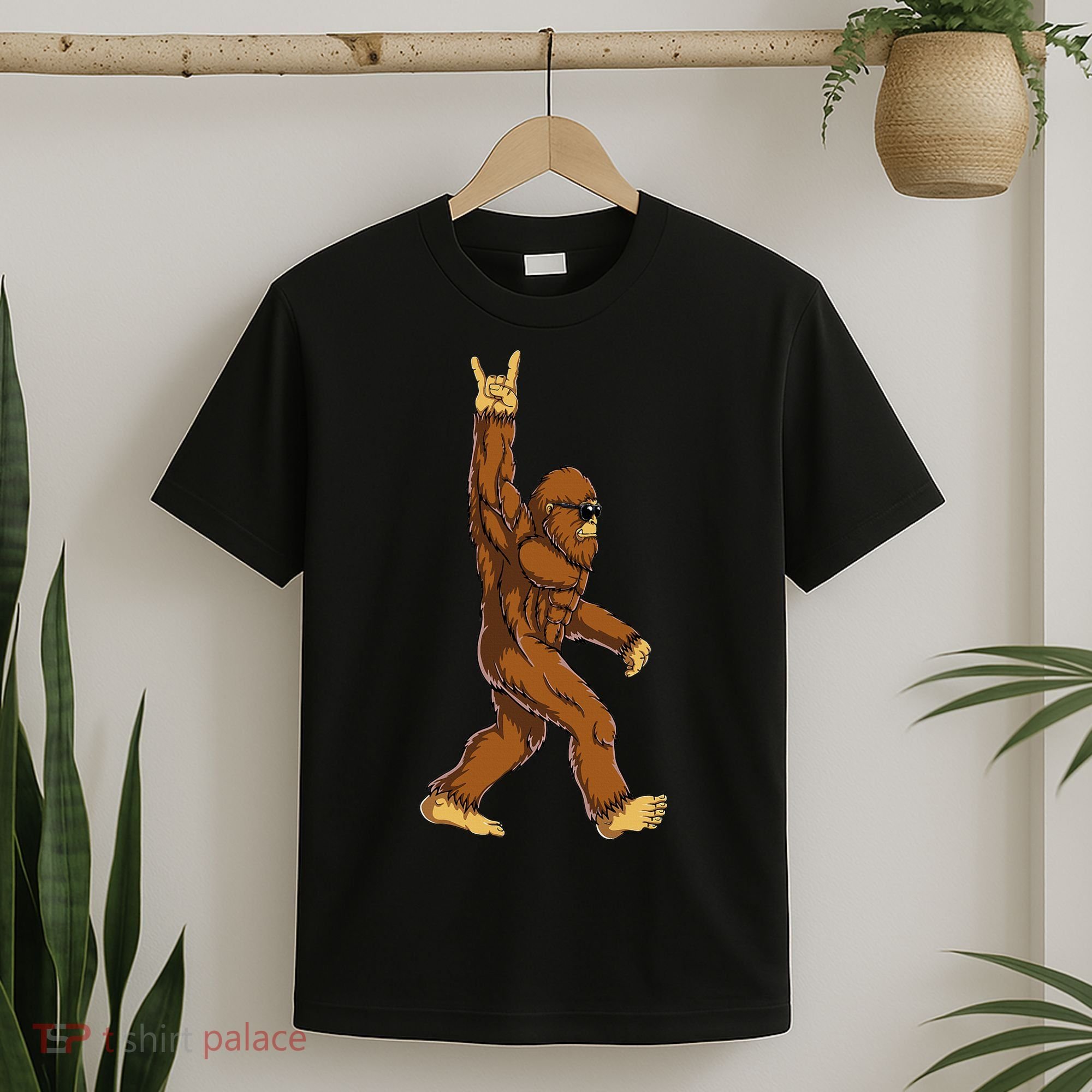 Bigfoot Rock On Sasquatch Rock And Roll Funny T-Shirt