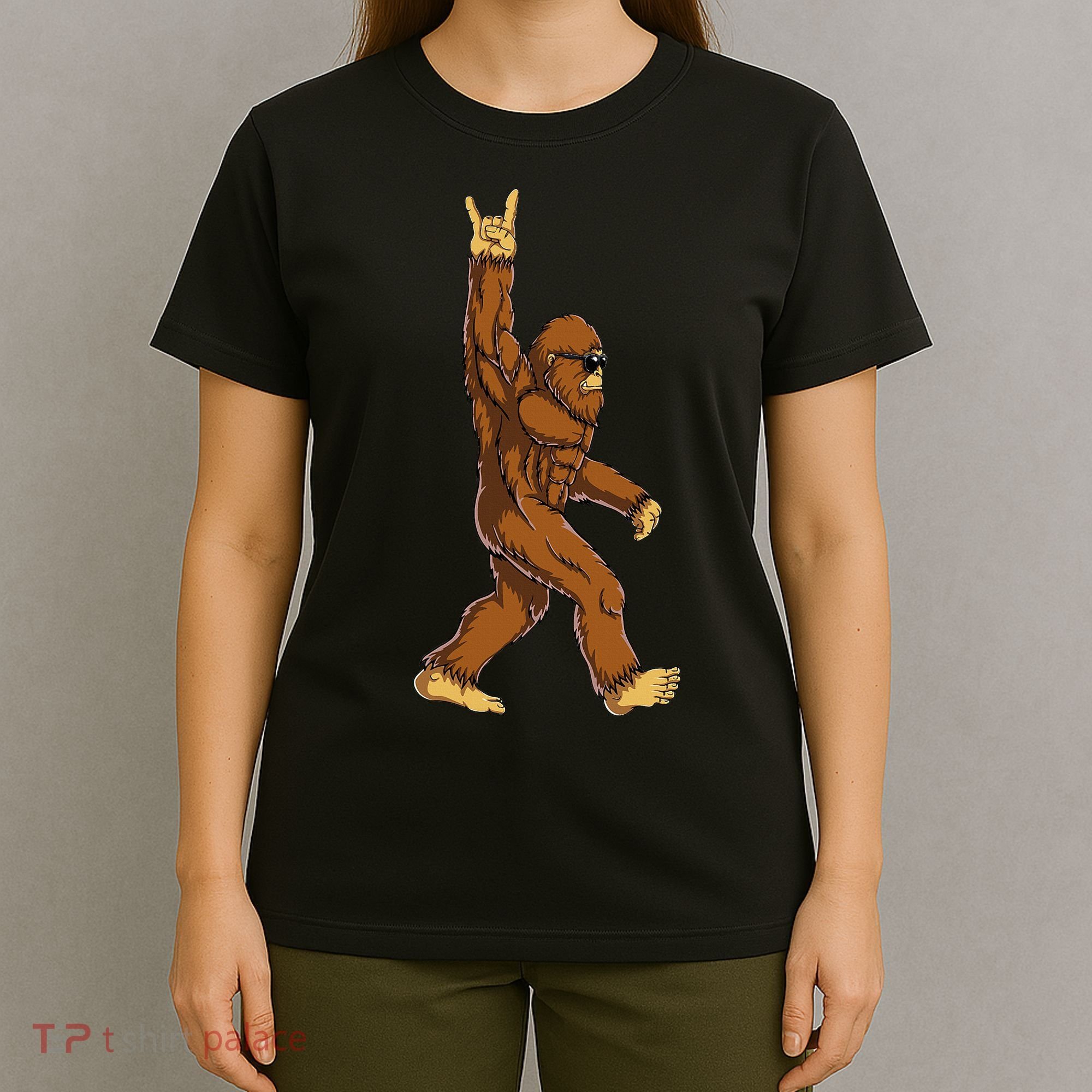 Bigfoot Rock On Sasquatch Rock And Roll Funny T-Shirt
