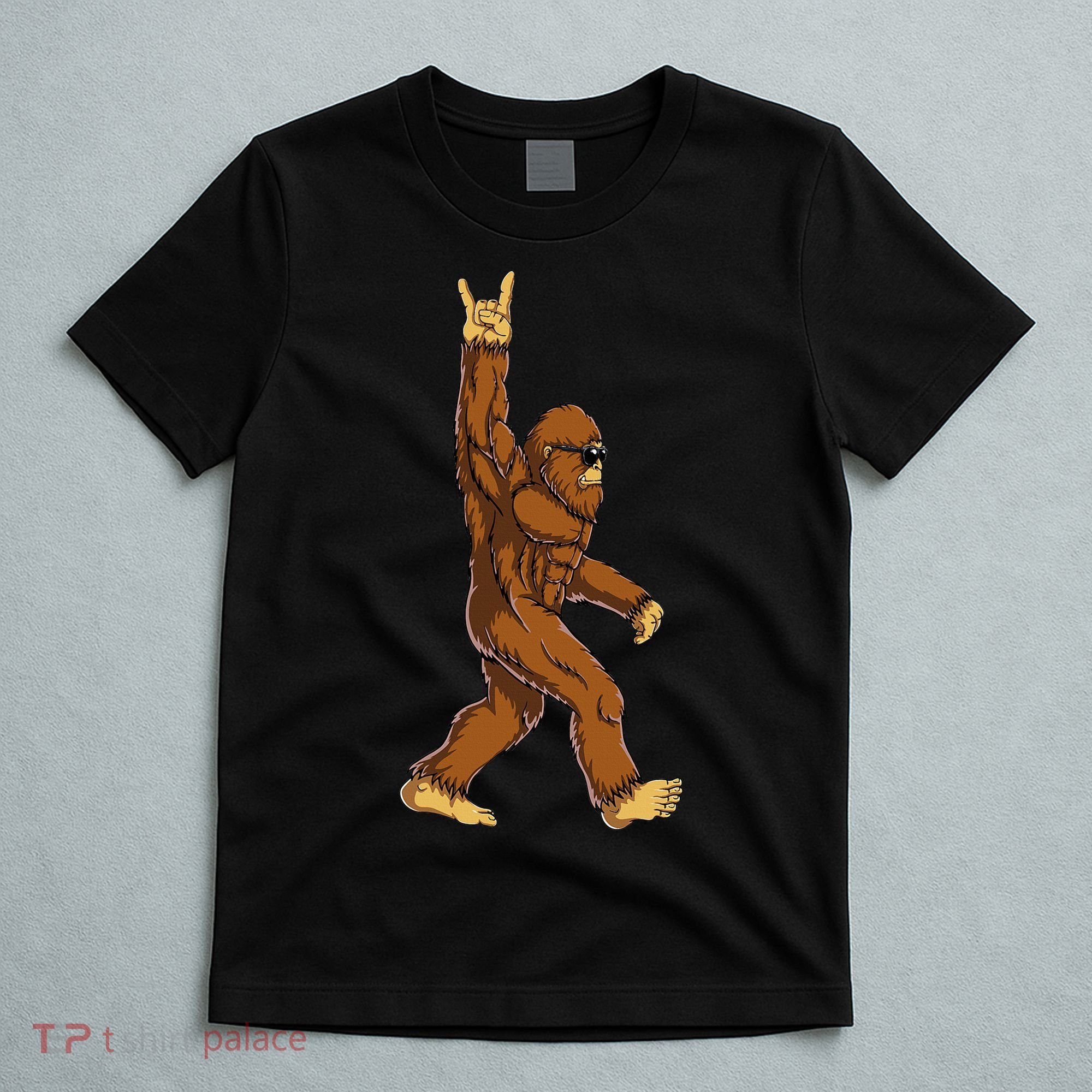 Bigfoot Rock On Sasquatch Rock And Roll Funny T-Shirt