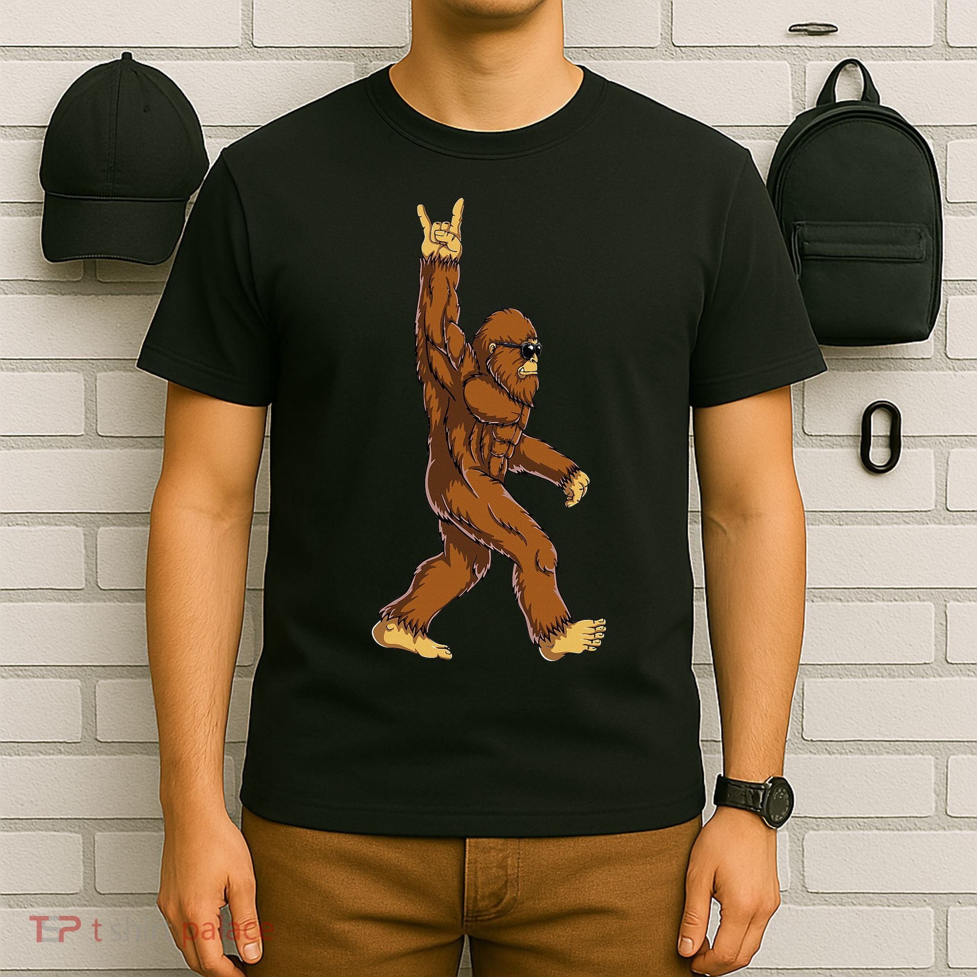 Bigfoot Rock On Sasquatch Rock And Roll Funny T-Shirt