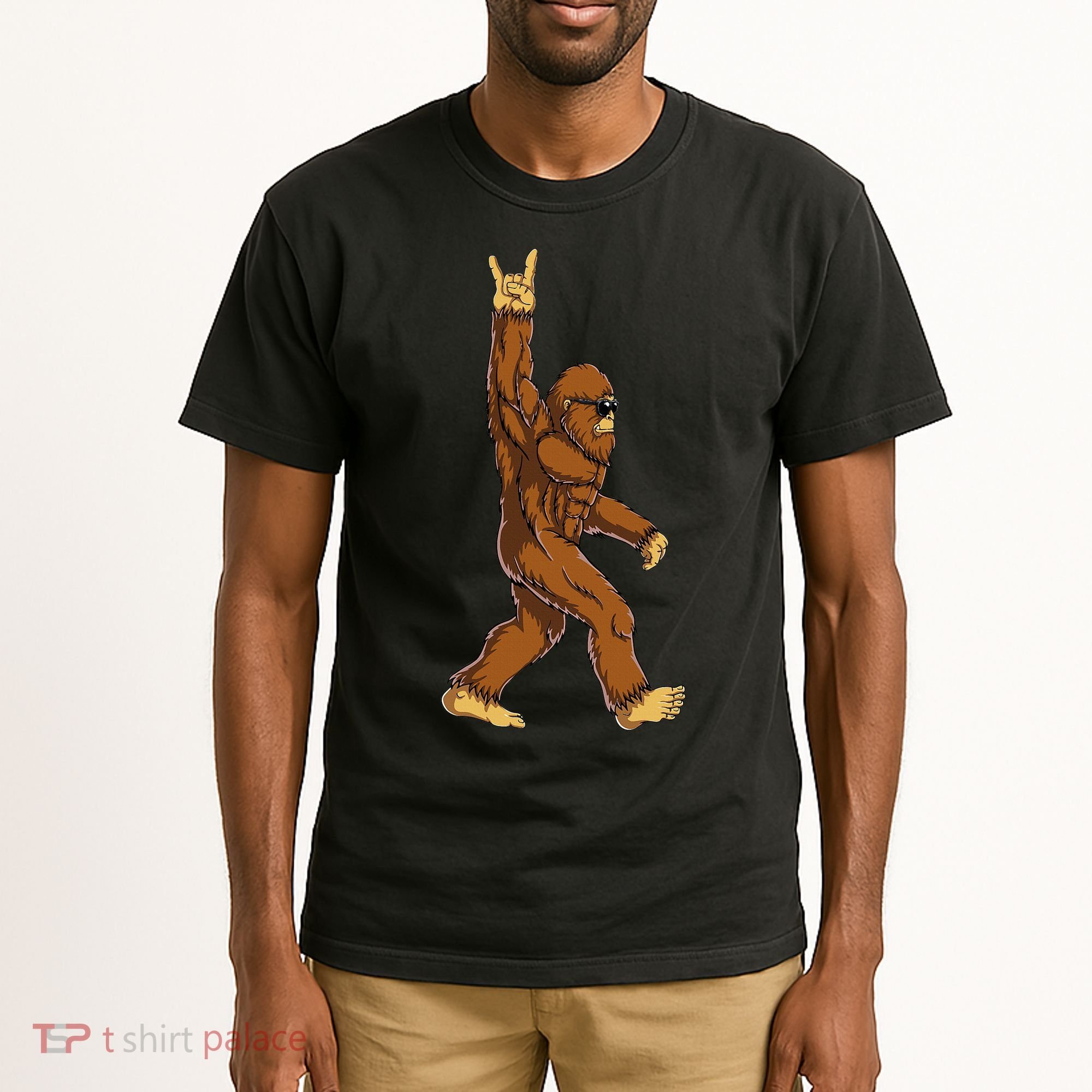 Bigfoot Rock On Sasquatch Rock And Roll Funny Tall T-Shirt