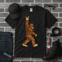 Bigfoot Rock On Sasquatch Rock And Roll Funny Tall T-Shirt thumb 3