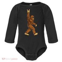 Bigfoot Rock On Sasquatch Rock And Roll Funny Baby Long Sleeve Bodysuit thumb 0