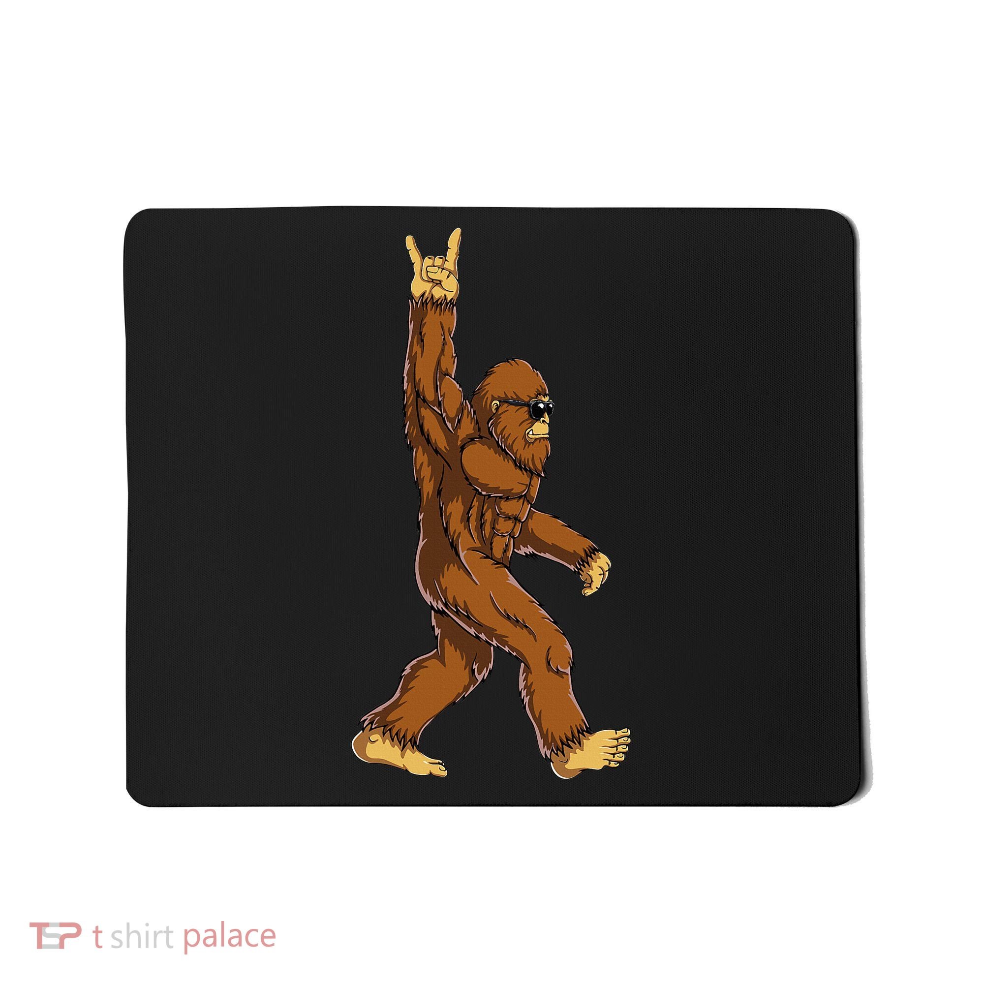 Bigfoot Rock On Sasquatch Rock And Roll Funny Mousepad