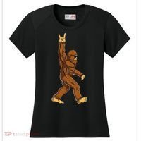 Bigfoot Rock On Sasquatch Rock And Roll Funny Women's Cooling Performance Crew T-Shirt thumb 0