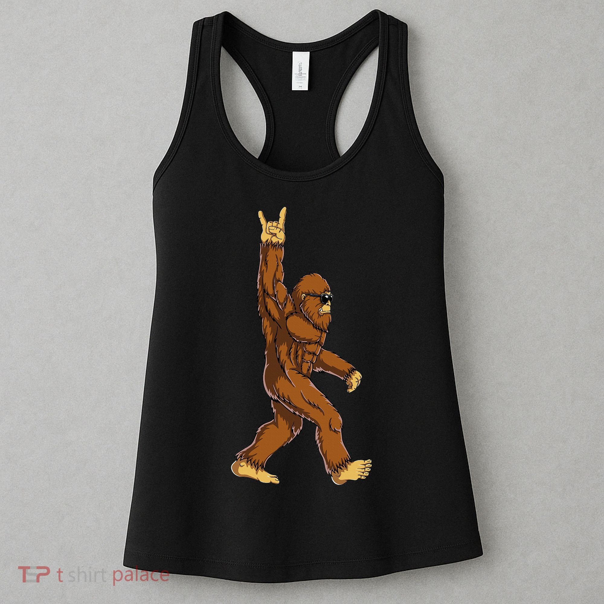 Bigfoot Rock On Sasquatch Rock And Roll Funny Women's Tank Top