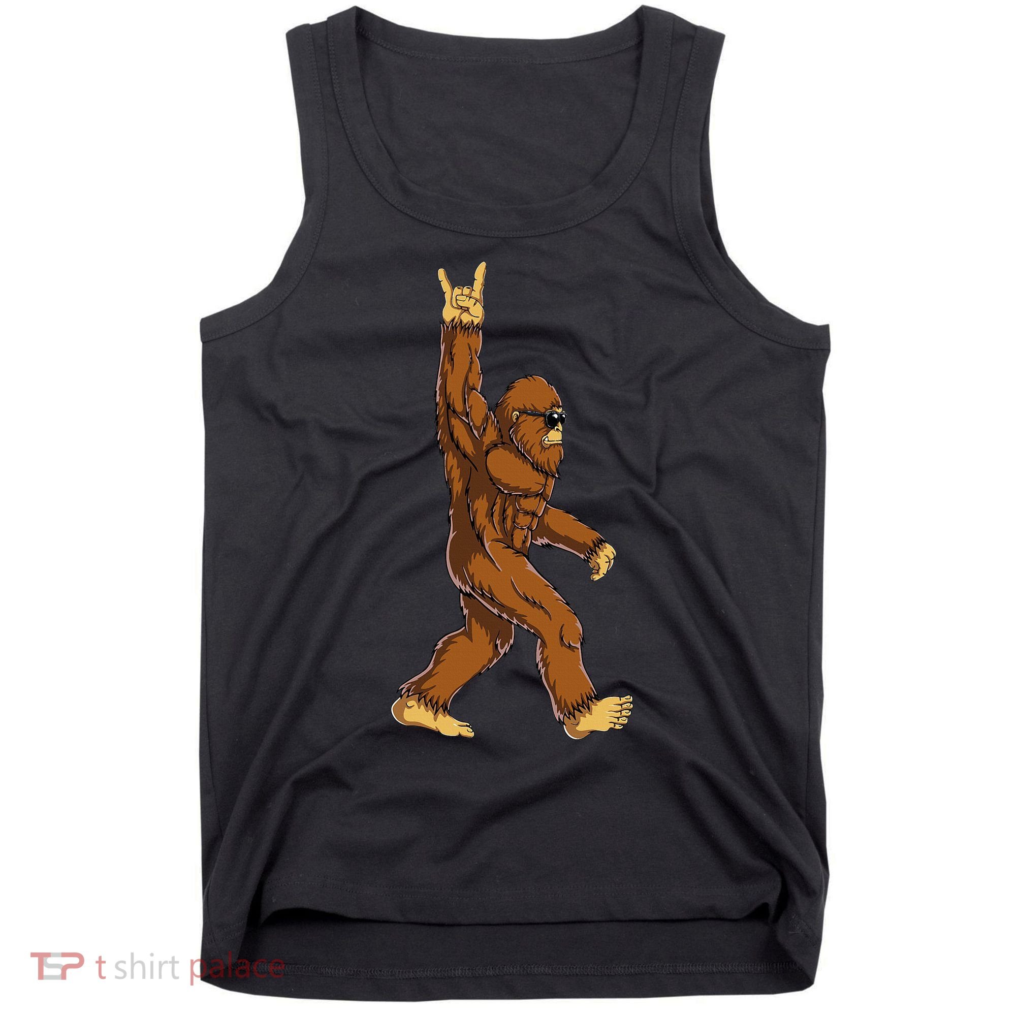 Bigfoot Rock On Sasquatch Rock And Roll Funny Tank Top