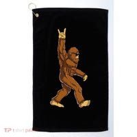 Bigfoot Rock On Sasquatch Rock And Roll Funny Golf Towel thumb 0
