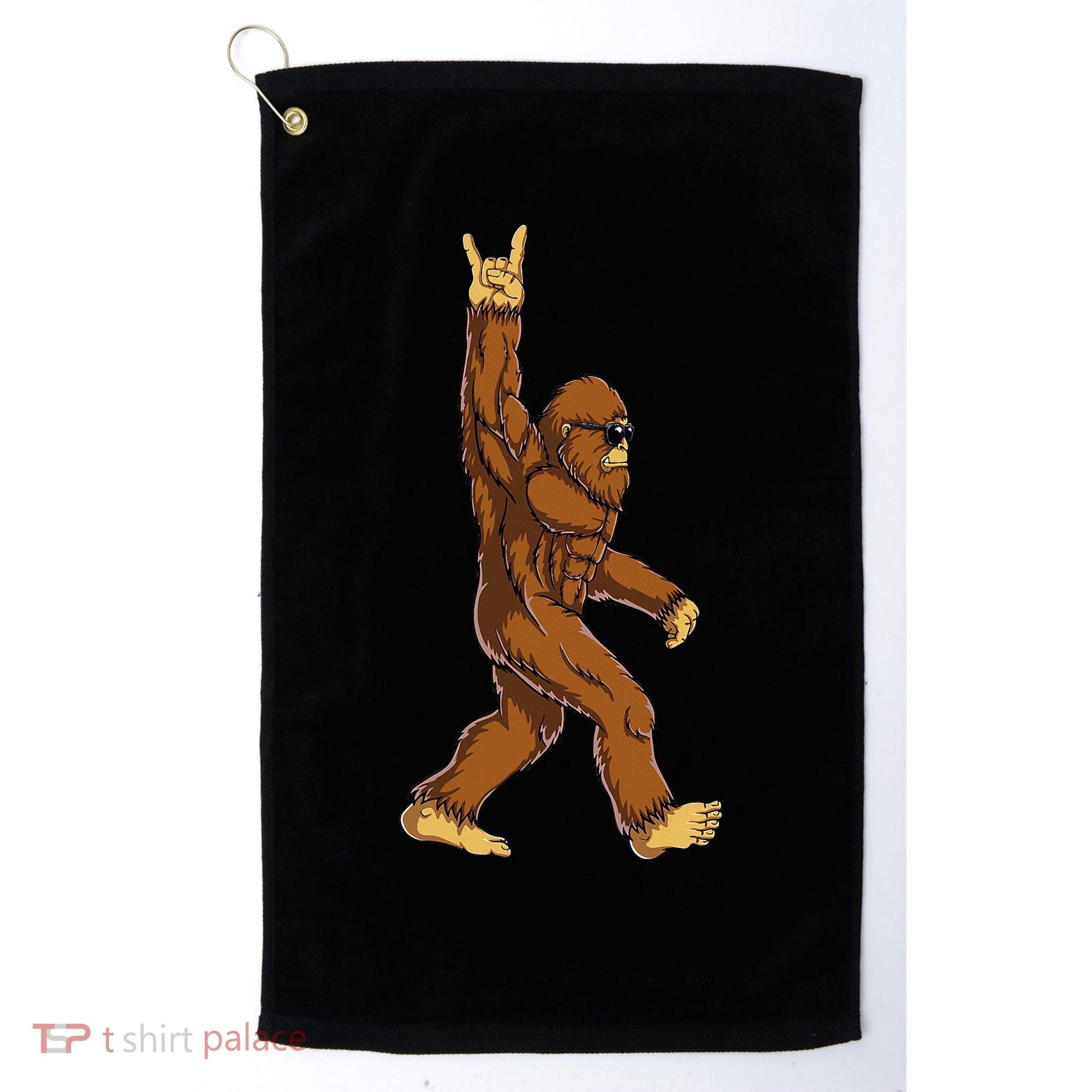 Bigfoot Rock On Sasquatch Rock And Roll Funny Golf Towel