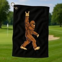Bigfoot Rock On Sasquatch Rock And Roll Funny Golf Towel thumb 1