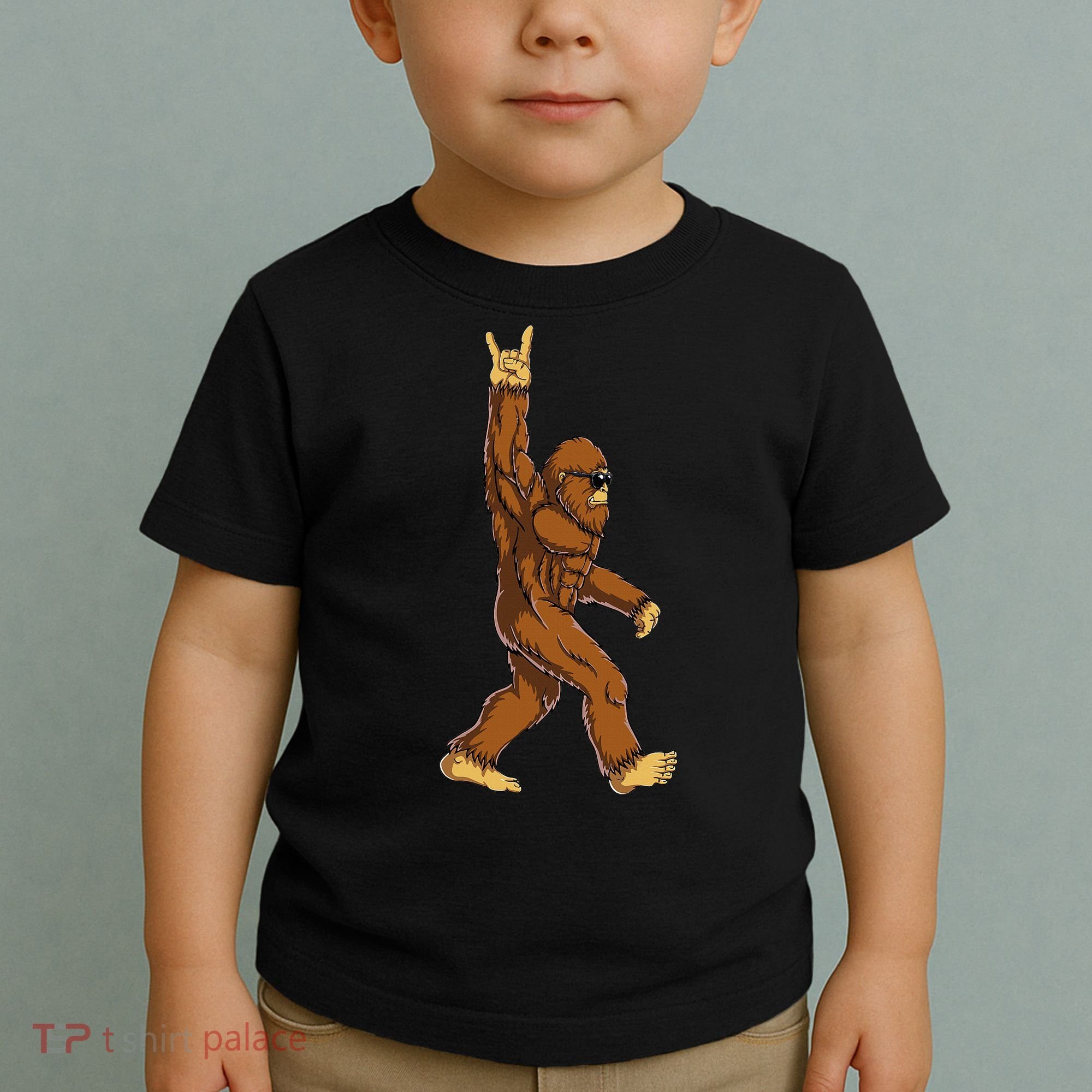 Bigfoot Rock On Sasquatch Rock And Roll Funny Toddler T-Shirt
