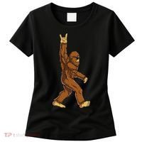Bigfoot Rock On Sasquatch Rock And Roll Funny Women's T-Shirt thumb 0