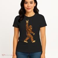 Bigfoot Rock On Sasquatch Rock And Roll Funny Women's T-Shirt thumb 4