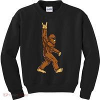 Bigfoot Rock On Sasquatch Rock And Roll Funny Kids Sweatshirt thumb 0