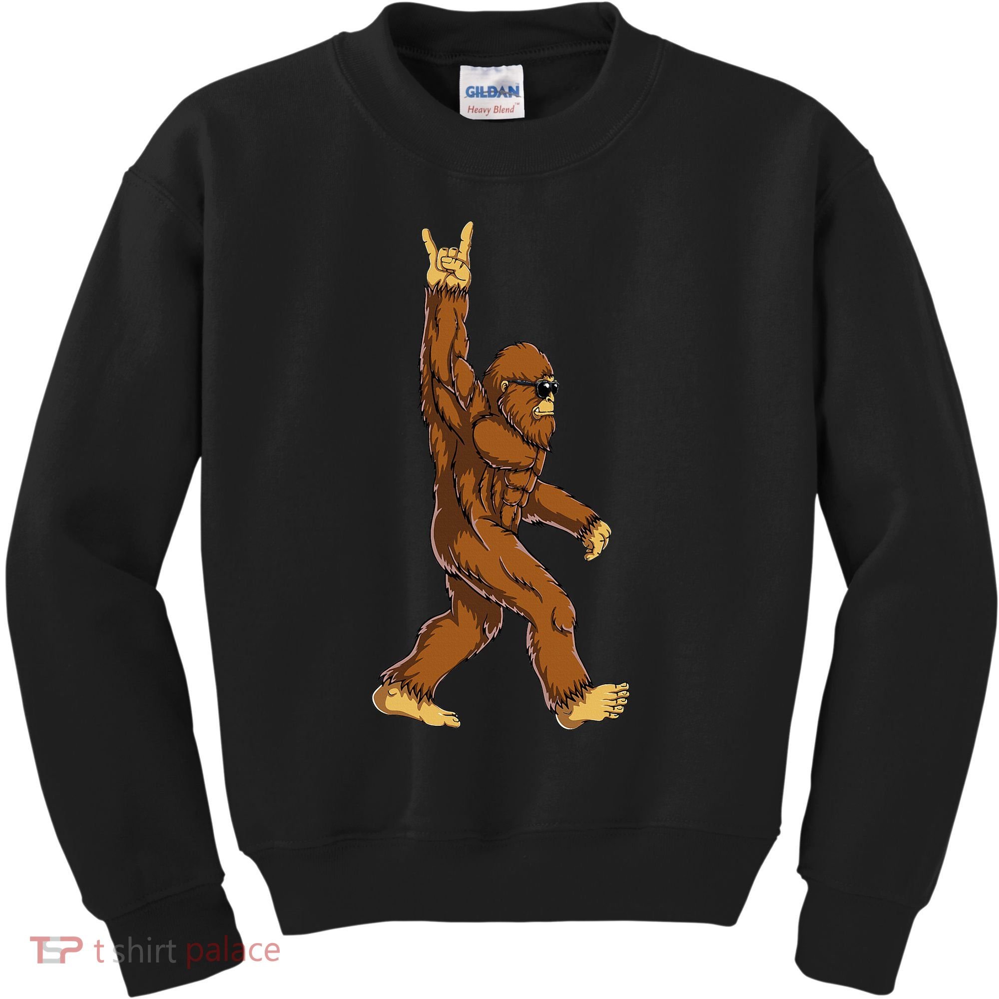 Bigfoot Rock On Sasquatch Rock And Roll Funny Kids Sweatshirt