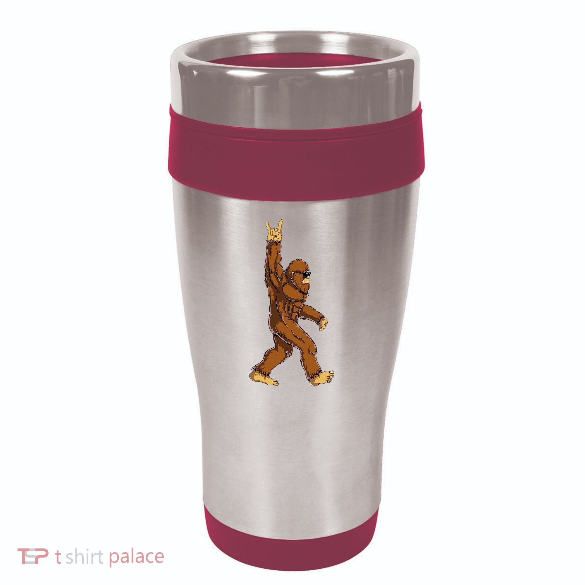 Bigfoot Rock On Sasquatch Rock And Roll Funny 16oz Travel Tumbler