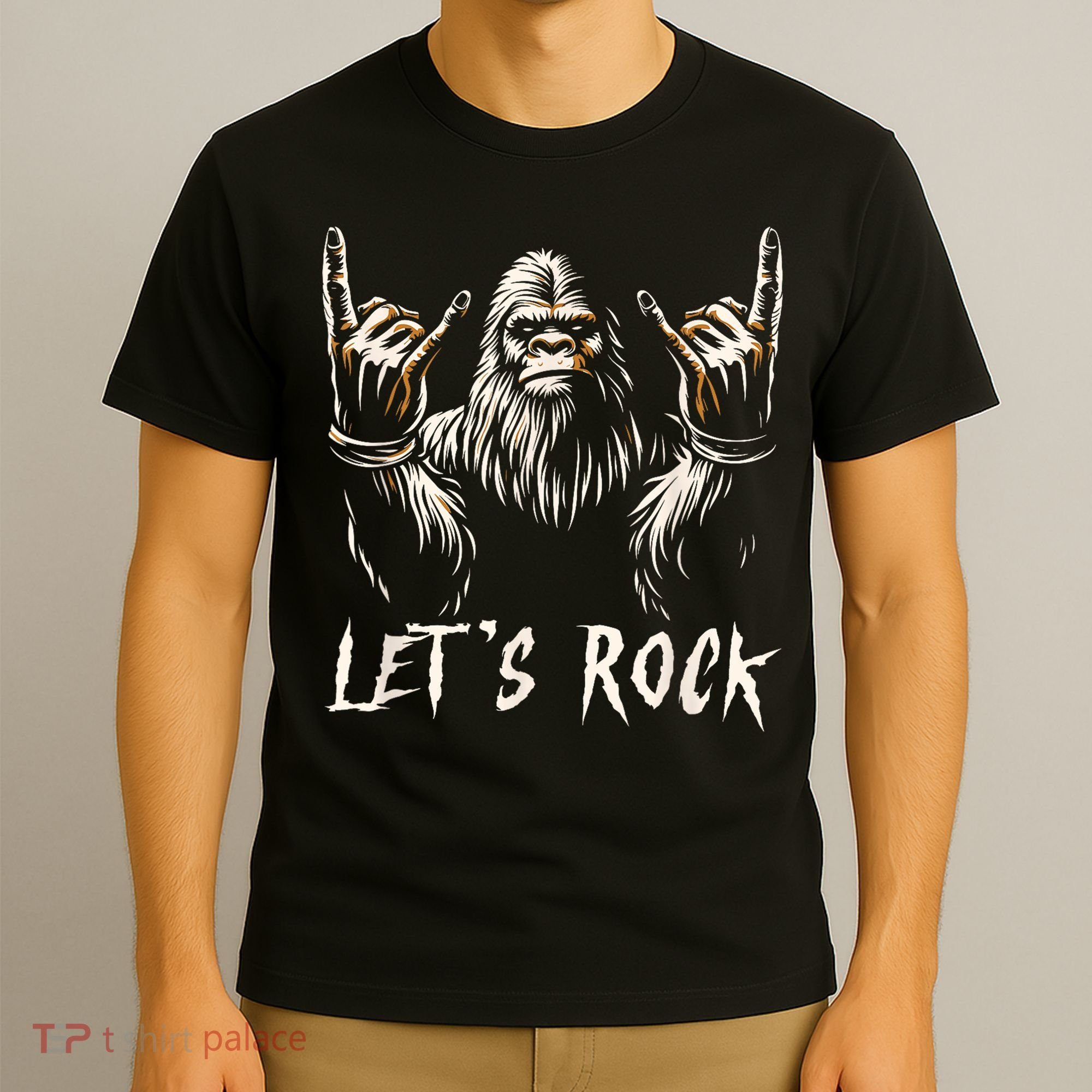 Bigfoot Rock On Funny Sasquatch Rock And Roll LetS Rock T-Shirt