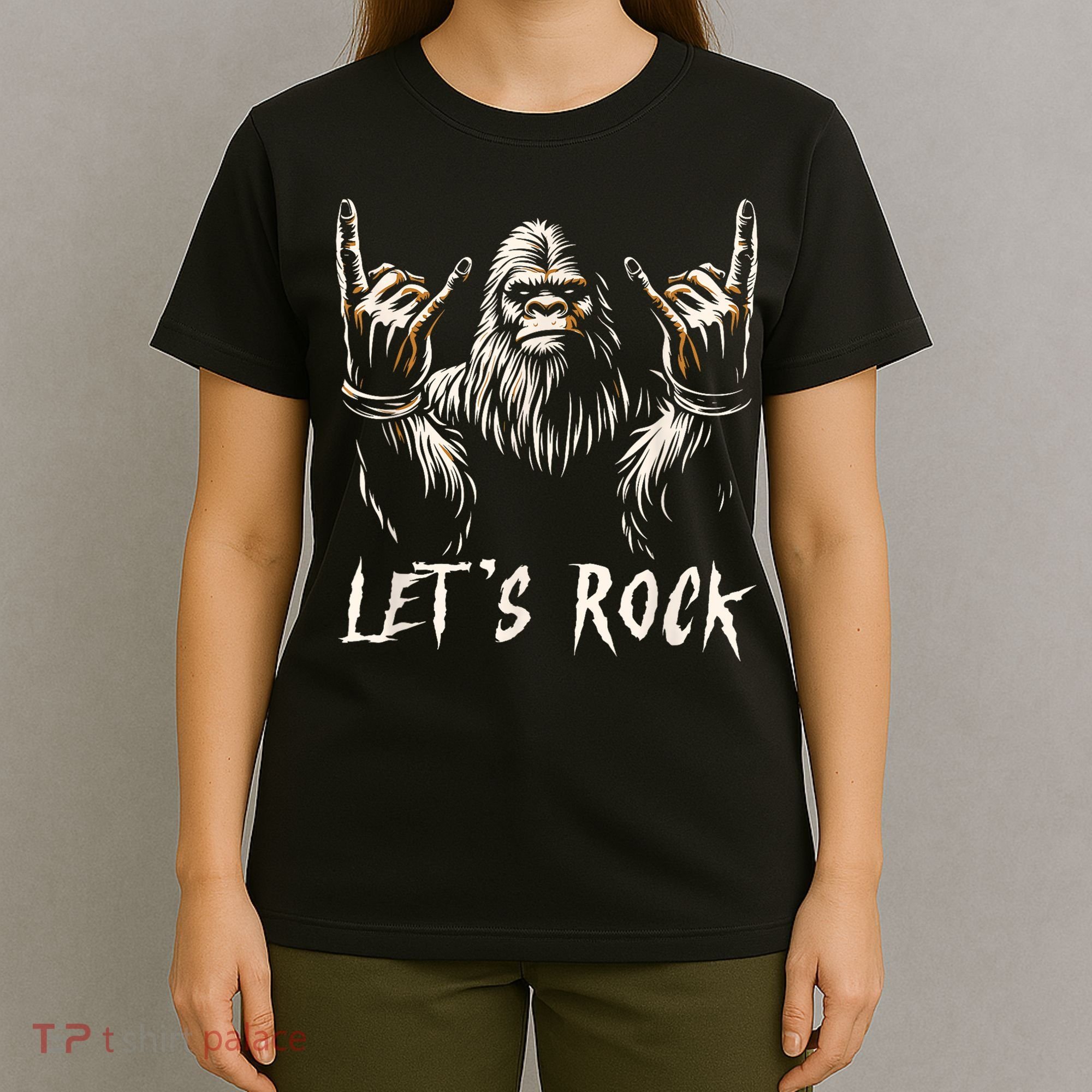 Bigfoot Rock On Funny Sasquatch Rock And Roll LetS Rock T-Shirt