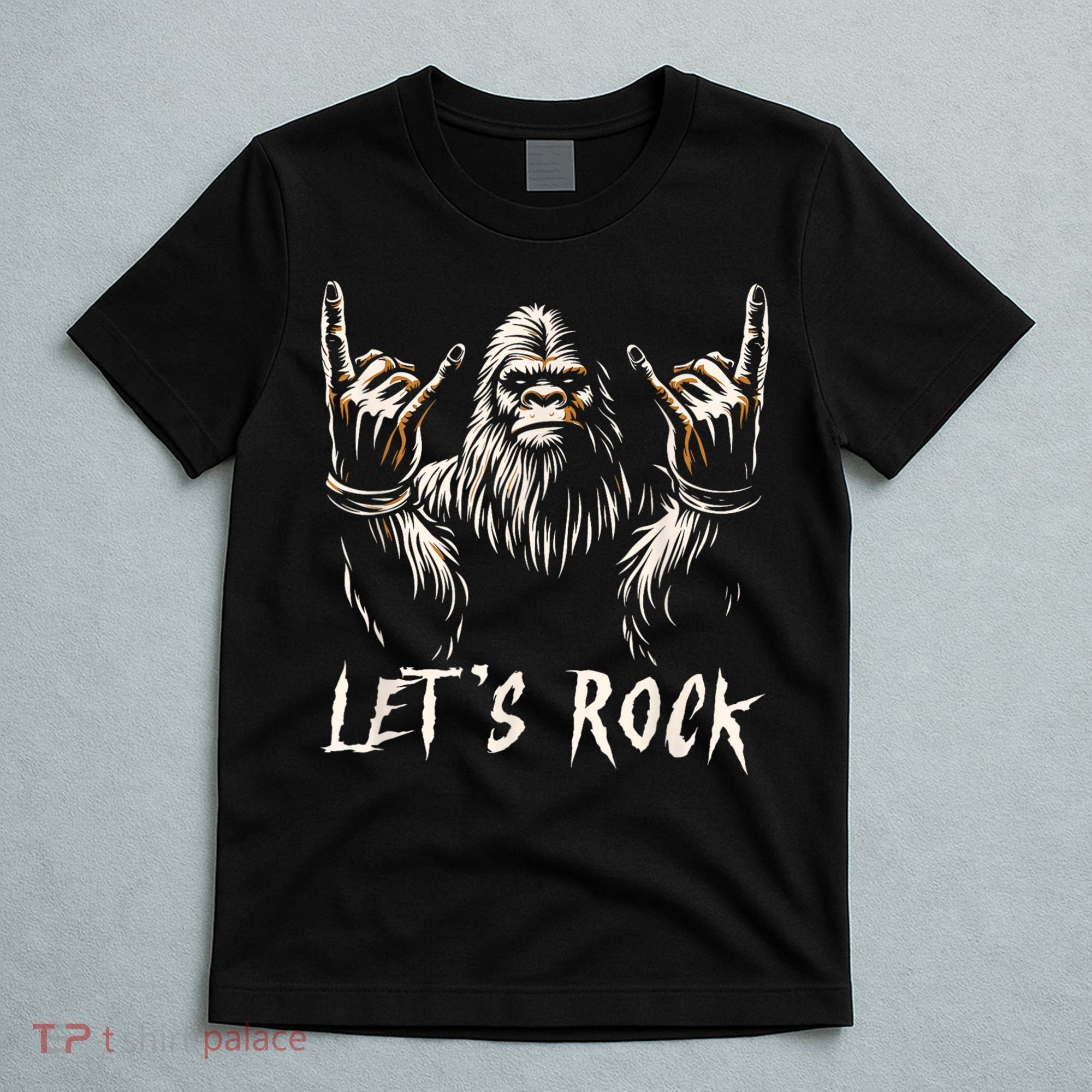 Bigfoot Rock On Funny Sasquatch Rock And Roll LetS Rock T-Shirt